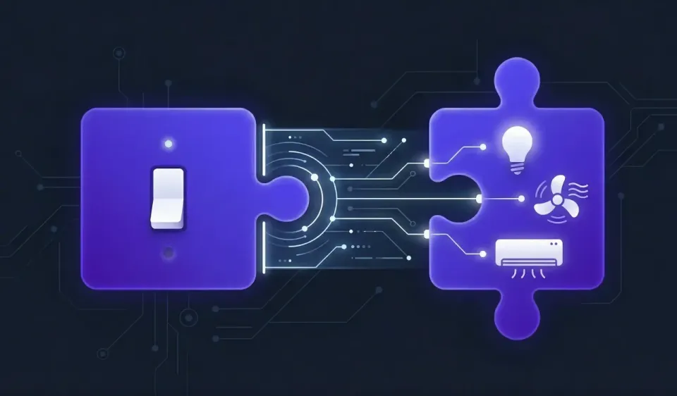 Illustration of pieces connecting through an abstract interface