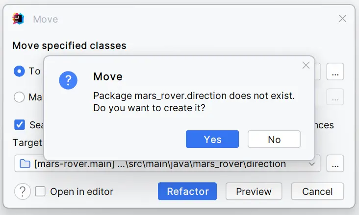 Confirmación de creación del nuevo paquete