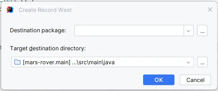 Selección de ubicación del record