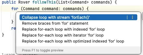 Opciones de refactor con Alt+Enter