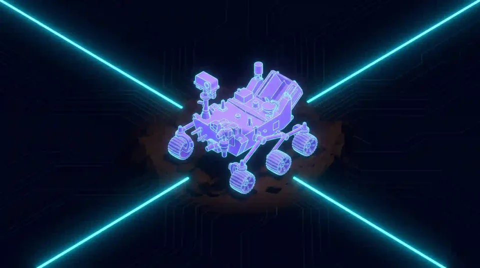 Mars Rover sobre la superficie marciana, ilustración de portada del artículo sobre el patrón estado